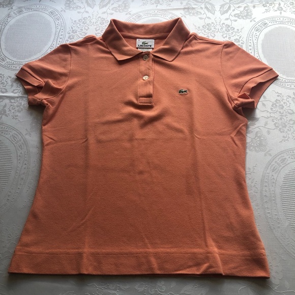Lacoste Kids Girls Size 38(XS-S) Peach Polo Shirt Small Logo Short Sleeves Top - Picture 11 of 16
